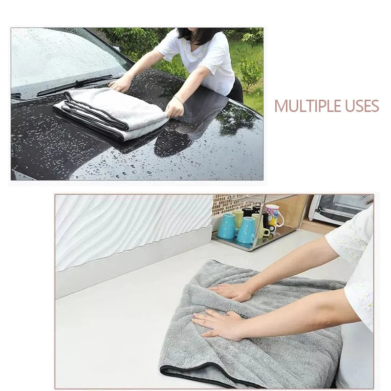 Extra Soft Microfiber Car Wash Towel - 75x35cm & 60x40cm, High Water Absorption, Fast Drying, Auto Cleaning Cloth