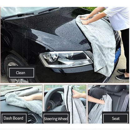 Extra Soft Microfiber Car Wash Towel - 75x35cm & 60x40cm, High Water Absorption, Fast Drying, Auto Cleaning Cloth