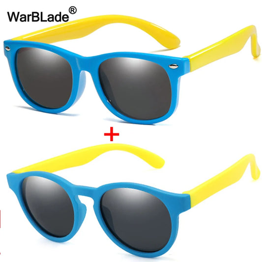 WarBlade Round Polarized Kids Sunglasses - Silicone Flexible Safety Children Sun Glasses - Fashion Boys & Girls Shades Eyewear UV400