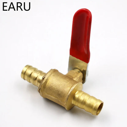 6mm-12mm Hose Barb Inline Brass Ball Valve for Water, Oil, Air, Gas, and Fuel Line Shutoff - Pneumatic Connector Controller