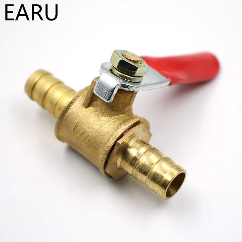 6mm-12mm Hose Barb Inline Brass Ball Valve for Water, Oil, Air, Gas, and Fuel Line Shutoff - Pneumatic Connector Controller