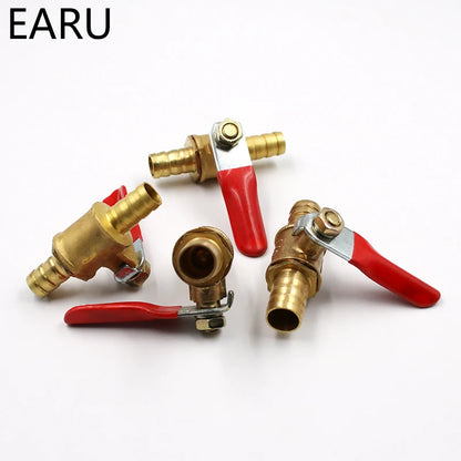 6mm-12mm Hose Barb Inline Brass Ball Valve for Water, Oil, Air, Gas, and Fuel Line Shutoff - Pneumatic Connector Controller