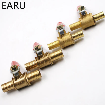 6mm-12mm Hose Barb Inline Brass Ball Valve for Water, Oil, Air, Gas, and Fuel Line Shutoff - Pneumatic Connector Controller