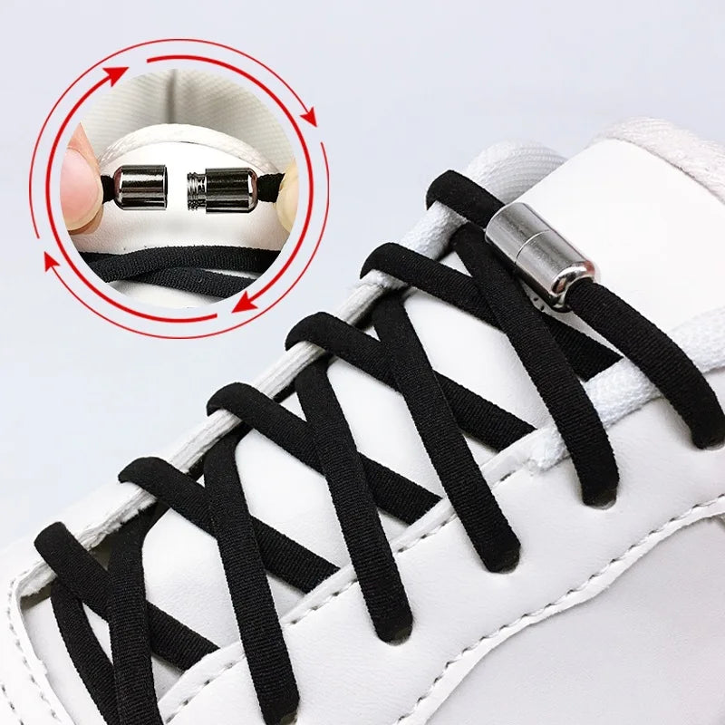 Elastic No Tie Shoelaces for Kids and Adults - Semicircle Shoe Laces with Quick Lazy Metal Lock for Sneakers