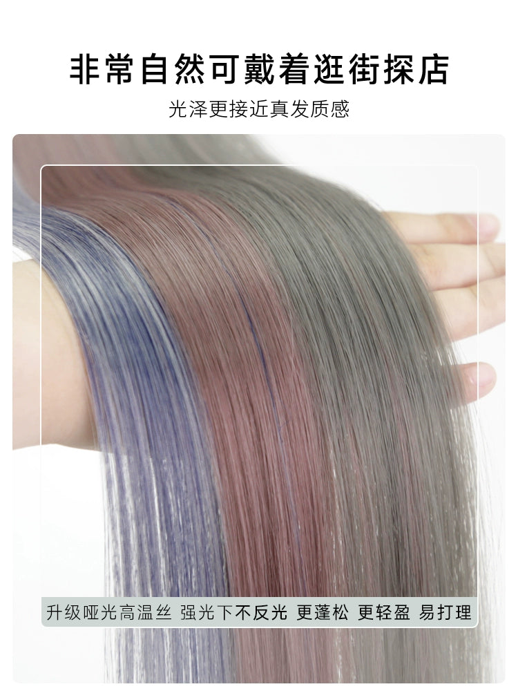 Hanging Ear Hair Dye Piece Highlight Wig Set Women's Long Hair One Piece Color Hair Piece Invisible Hair Extension Artificial Wig Patch