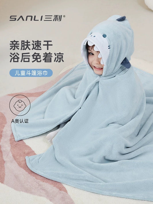 Children's Bath Towel Cape Hooded Bathrobe Winter Is Pure Cotton Thicker than Bath Absorbent Baby Boys and Girls Can Wear and Wrap