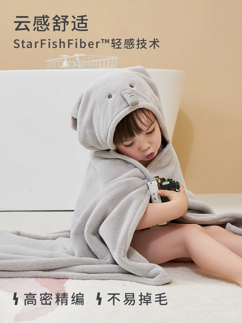 Children's Bath Towel Cape Hooded Bathrobe Winter Is Pure Cotton Thicker than Bath Absorbent Baby Boys and Girls Can Wear and Wrap