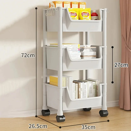 Trolley Bookshelf Portable Creative Kitchen Storage Rack