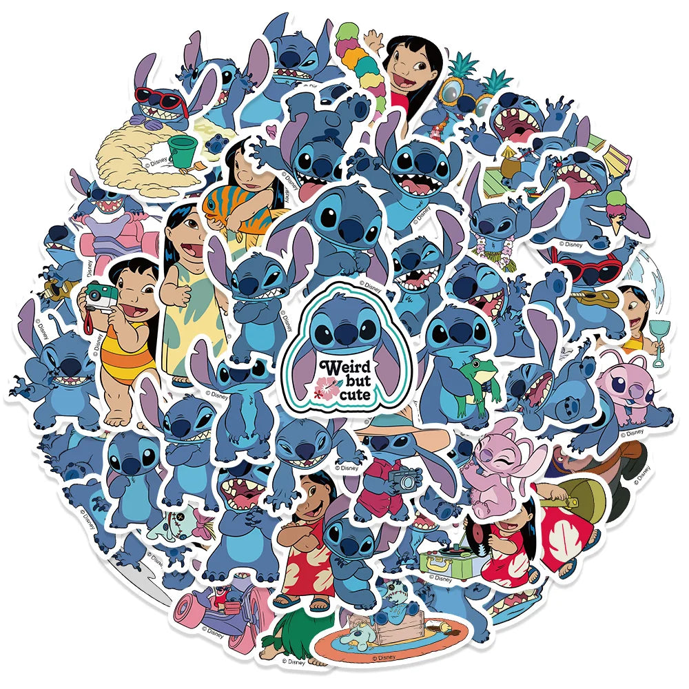 51PCS Cute Cartoon Lilo & Stitch Stickers for DIY Diary, Laptop, Luggage, Skateboard Graffiti Decals - Fun Classic Toy