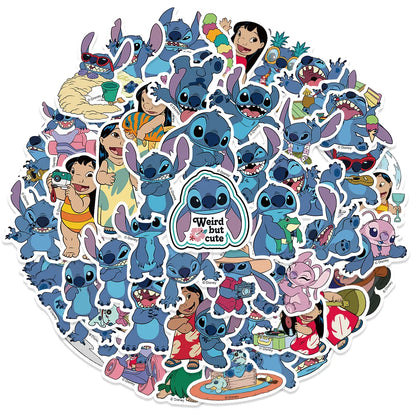 51PCS Cute Cartoon Lilo & Stitch Stickers for DIY Diary, Laptop, Luggage, Skateboard Graffiti Decals - Fun Classic Toy