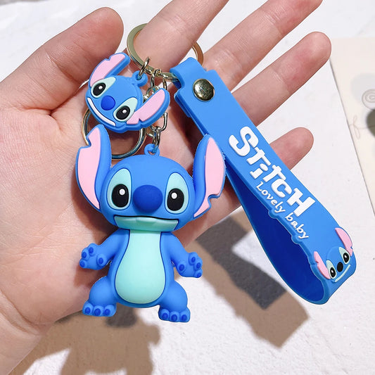 Toys Keychain Anime Stitch Pendant Keychain Sweet Pink Angel Women Car Keyring Girl Birthday Gift