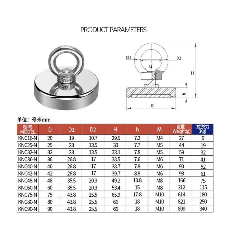 Super Magnet Strong Super Powerful Neodymium Magnets N52 Iman Ima Magnetic Fishing Magneat Magnetti Neomidium Imans Search Hook