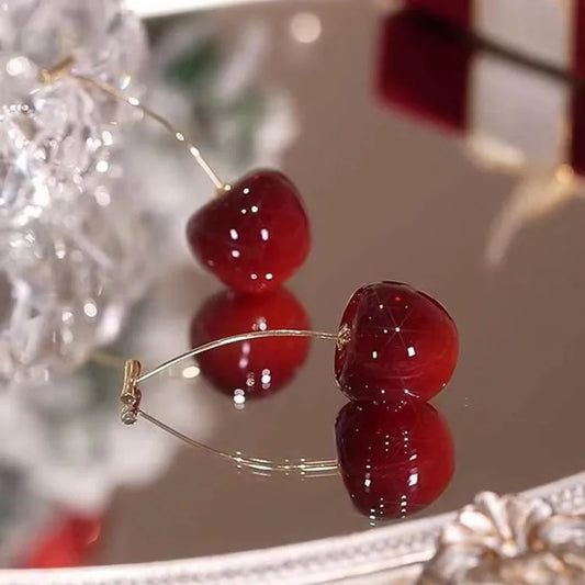 Sweet Cherry Fruit Earrings - Red Charm Jewelry