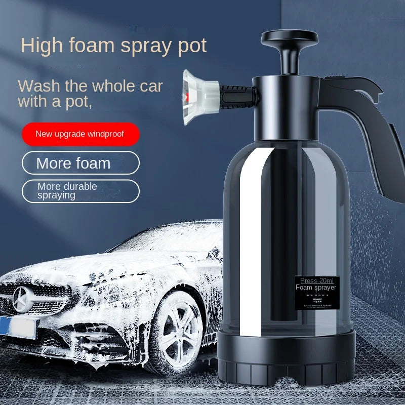 2L Hand Pump Foam Sprayer with 3 Types of Nozzles - Hand Pneumatic Foam Cannon Snow Foam Car Wash Spray Bottle for Car Window Cleaning