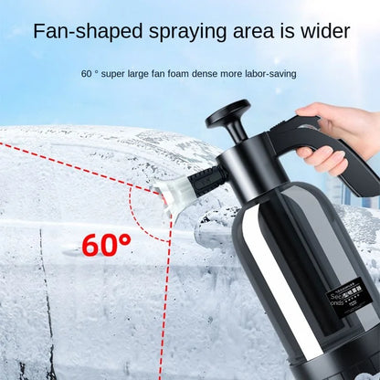 2L Hand Pump Foam Sprayer with 3 Types of Nozzles - Hand Pneumatic Foam Cannon Snow Foam Car Wash Spray Bottle for Car Window Cleaning