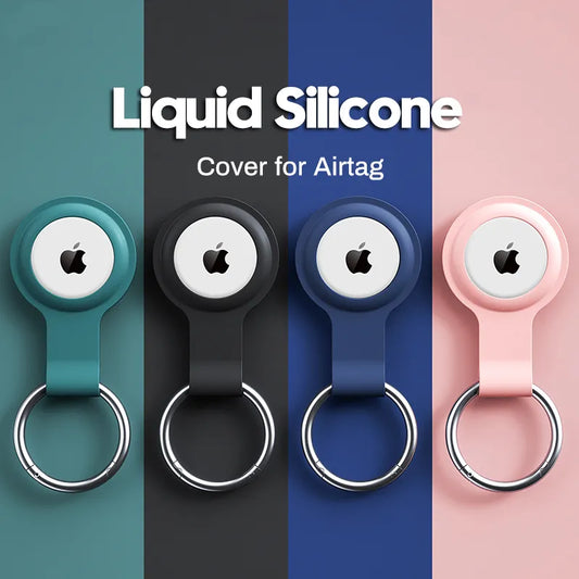 Premium Liquid Silicone Cover for Apple Airtags - Protective Shell with Keychain and Anti-Scratch Sleeve