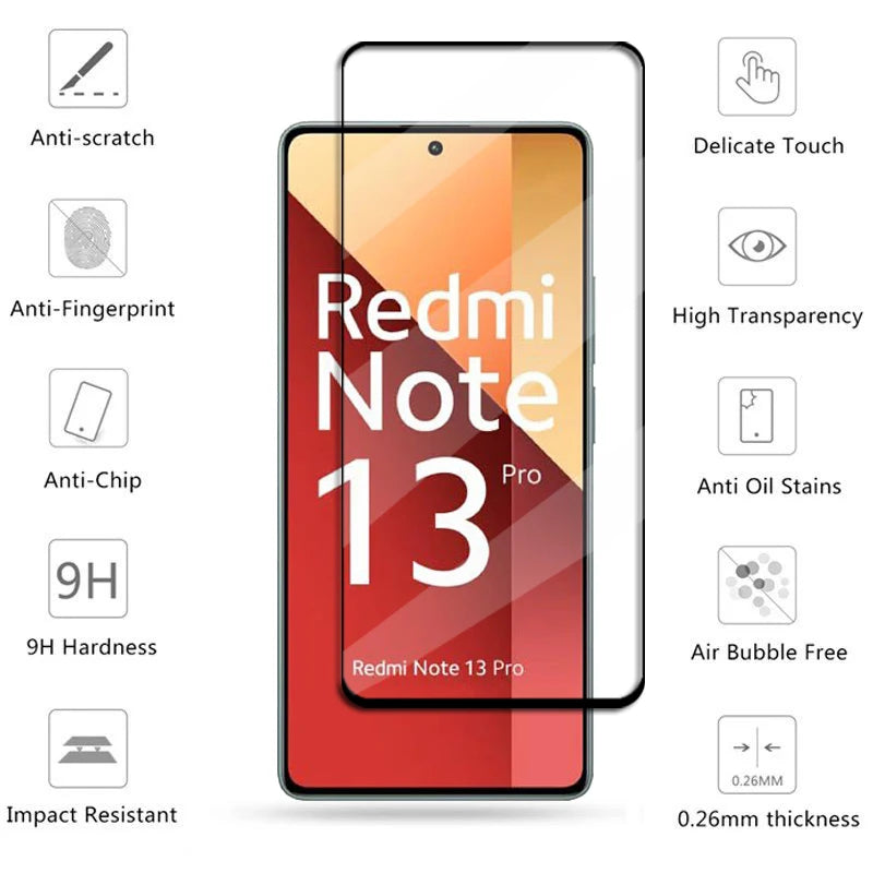 6-in-1 Full Cover Tempered Glass for Redmi Note 13 Pro Global - Screen Protector & Lens Film