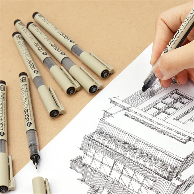 New Big Capacity Waterproof Ink Art Markers Brush Pen Sketch Drawing comics Pigment Line Pens Office School Stationery Supplies