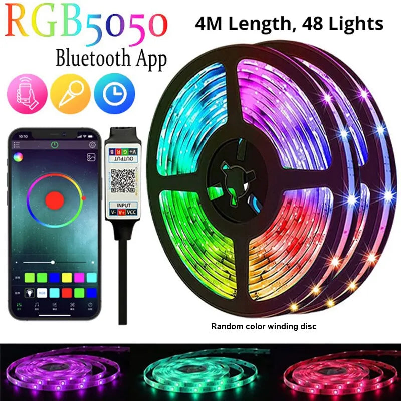 Background Atmosphere Light Strips 5050 RGB Color Bluetooth 5V Light Set for TV, Bedside, and Bar