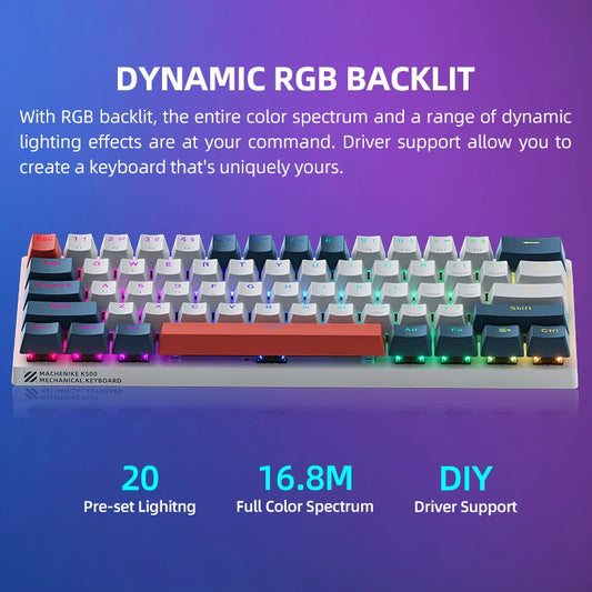 JeezBRUH Mini Wired 60% Mechanical Gaming Keyboard with Hot-Swappable Switches and Dynamic RGB Backlit - Doubleshot PBT Keycaps