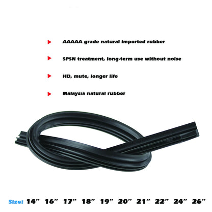 Car Wiper Blade Elastic Band Windscreen Vehicle Insert Rubber Strip Refill (8mm) - Available in Sizes 14"-28"