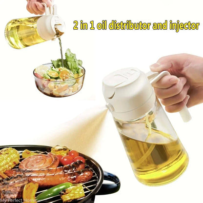 2-in-1 500ml Plastic Spray Oil Sprayer Bottle & Dispenser - BBQ Kitchen Tool