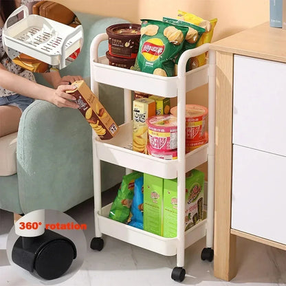 Mobile Storage Rack Trolley Organizer - Multifunctional Kitchen Cart with Wheels - Household Multi-Storey Bookshelf