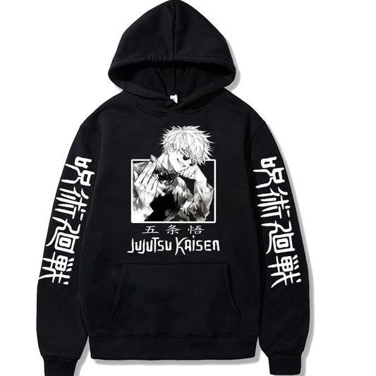 Jujutsu Kaisen Gojou Satoru Hip Hop Anime Hoodie - Harajuku Style Loose Long Sleeve Pullover