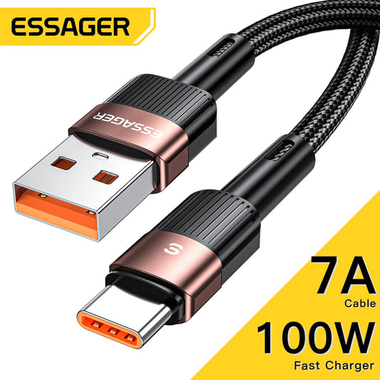 Essager 7A USB Type C Cable - 66W Fast Charging Wire for Realme, Huawei P30 Pro, Samsung, OnePlus, Poco F3