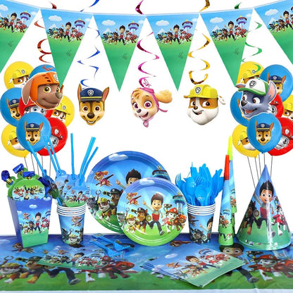 PAW Patrol Birthday Party Decorations Latex Aluminum Foil Balloons Disposable Tableware Kids Event Supplies Chase Marshall Skye