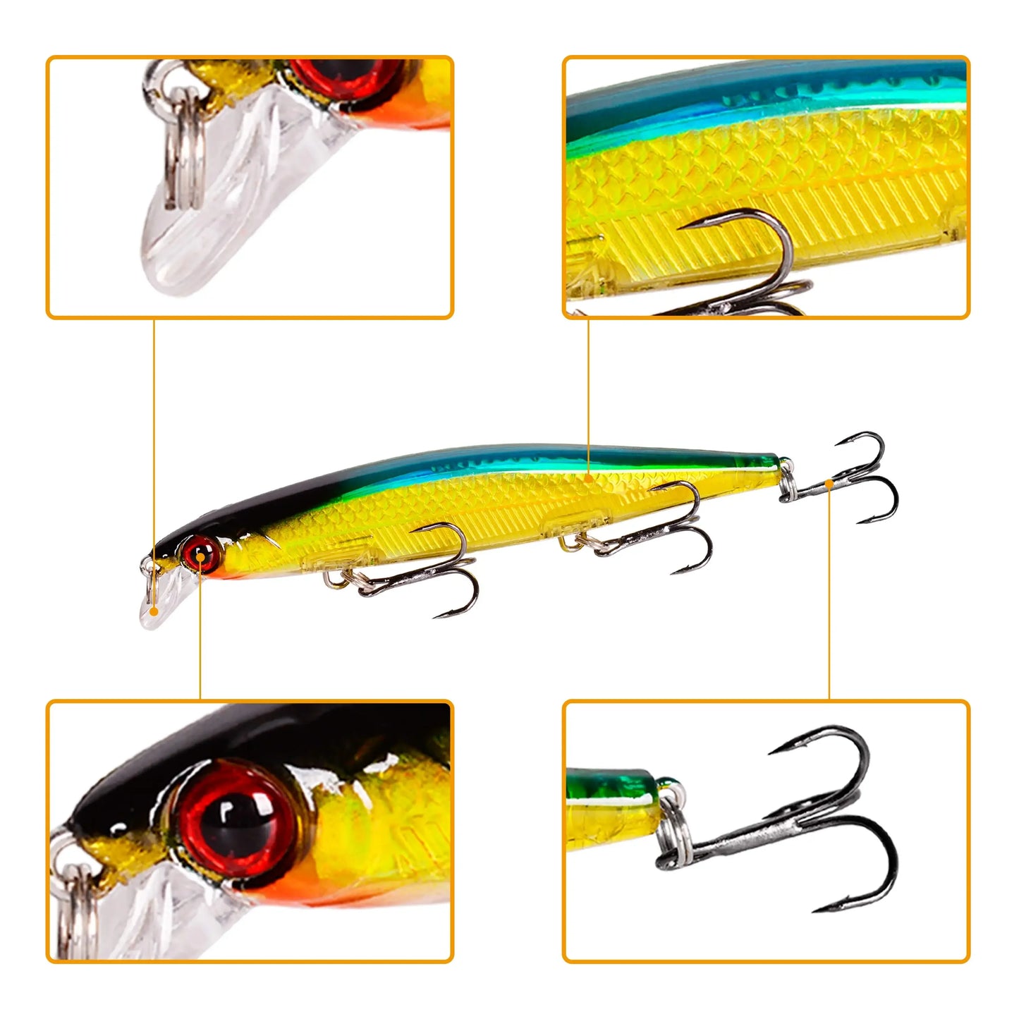 1Pcs Floating Wobbler Laser Fishing Lure - 11mm 12g Crankbait Artificial Hard Bait for Bass Fishing