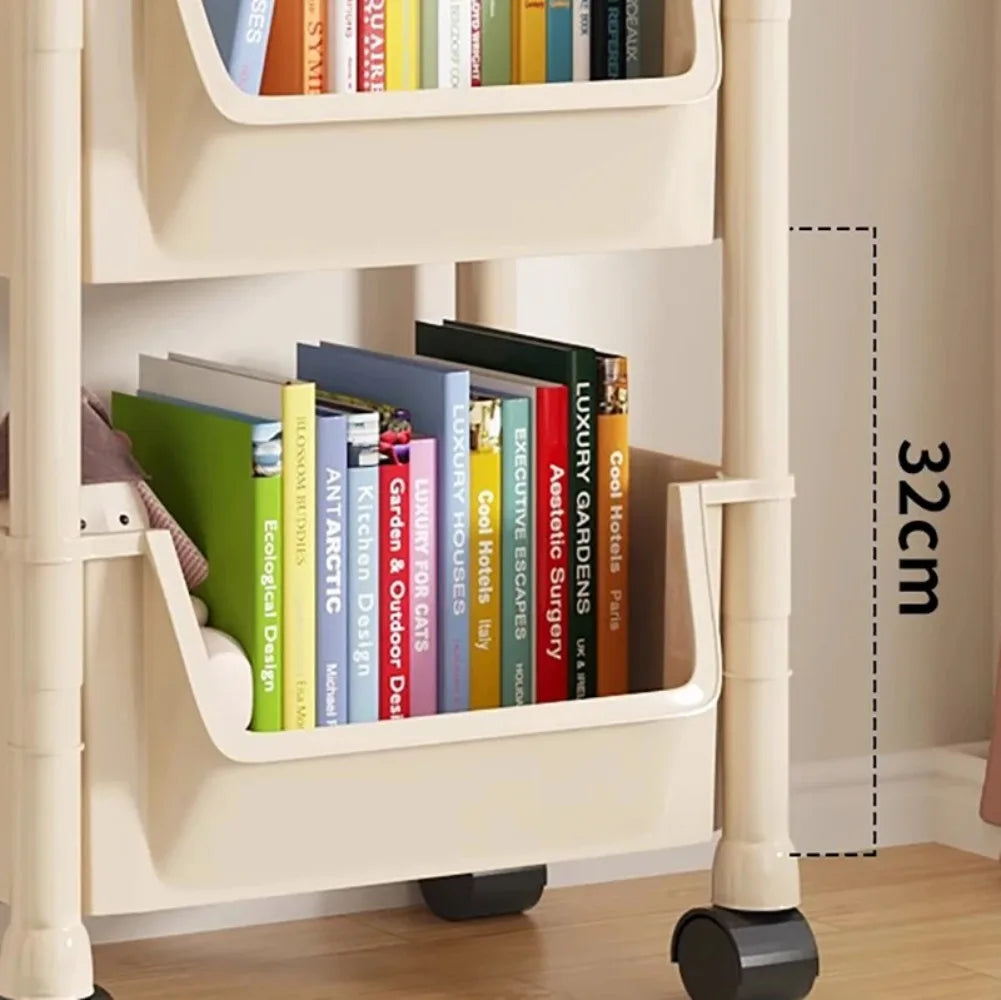 Trolley Bookshelf Portable Creative Kitchen Storage Rack