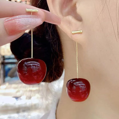 Sweet Cherry Fruit Earrings - Red Charm Jewelry