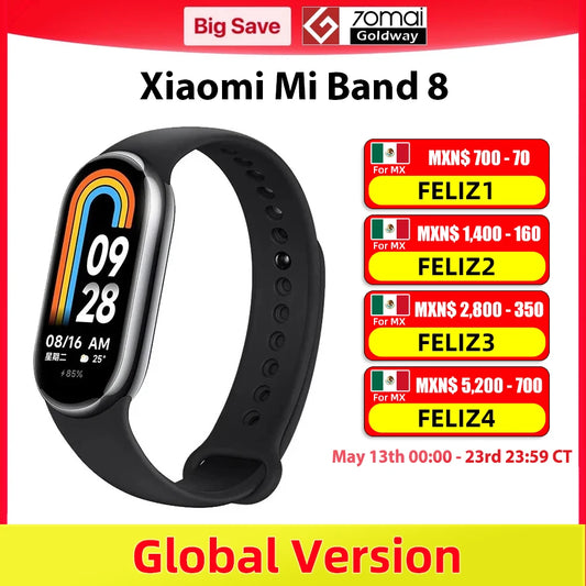 Global Version Xiaomi Smart Band 8 Mi Bracelet 7 Color AMOLED Screen Blood Oxygen Bluetooth Waterproof Miband Wrist Sport Watch