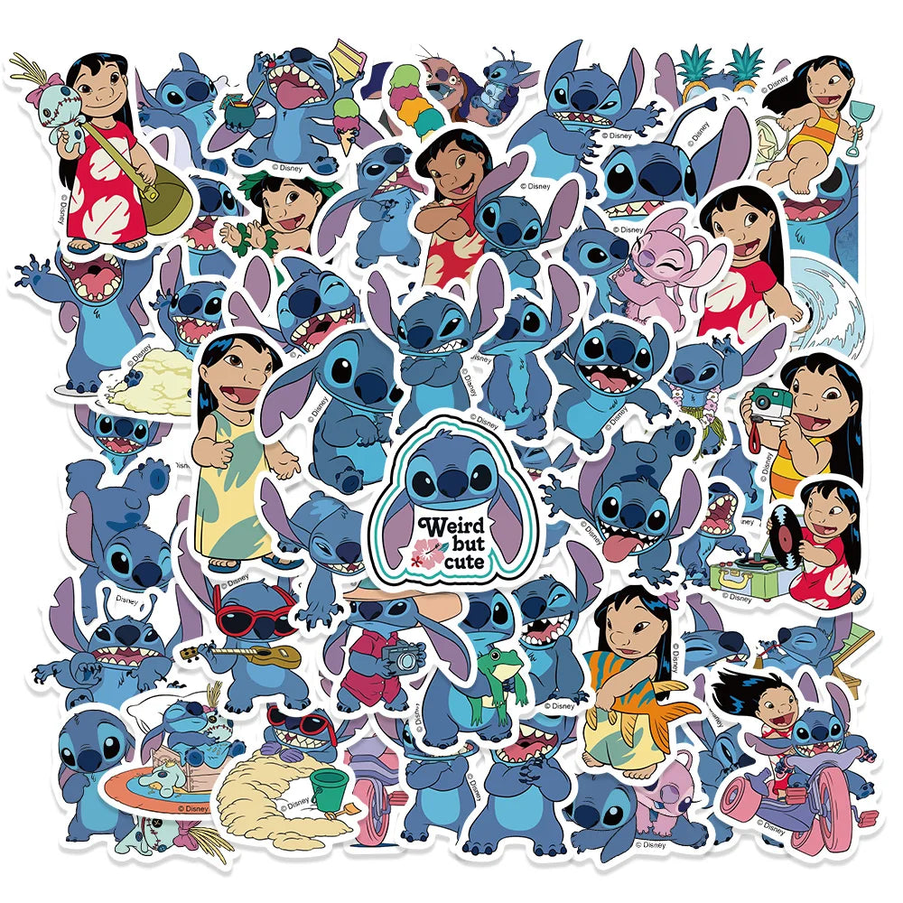 51PCS Cute Cartoon Lilo & Stitch Stickers for DIY Diary, Laptop, Luggage, Skateboard Graffiti Decals - Fun Classic Toy