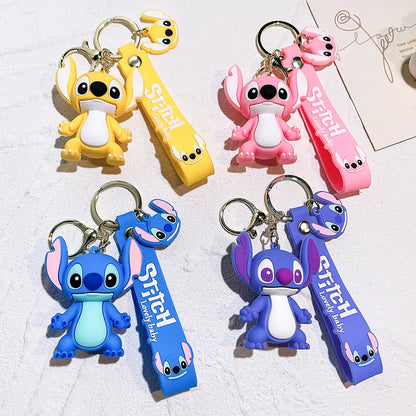 Toys Keychain Anime Stitch Pendant Keychain Sweet Pink Angel Women Car Keyring Girl Birthday Gift