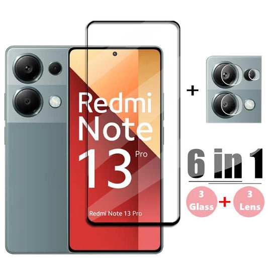 6-in-1 Full Cover Tempered Glass for Redmi Note 13 Pro Global - Screen Protector & Lens Film