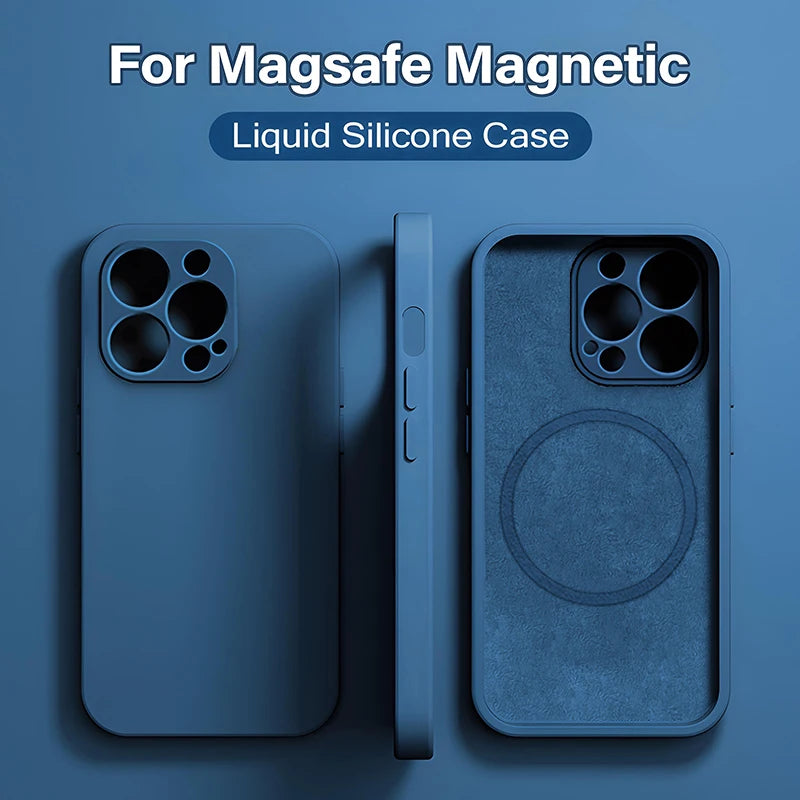 Original For Magsafe Magnetic Case For iPhone 15 14 13 12 11 Pro Max Mini X XR XS 8 Plus Liquid Silicone Wireless Charge Cover