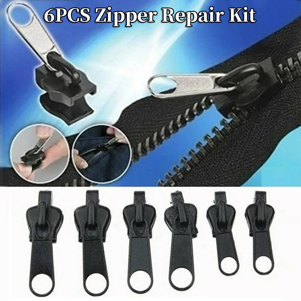 6pcs Instant Zipper Universal Repair Kit - Zip Slider & Teeth Replacement