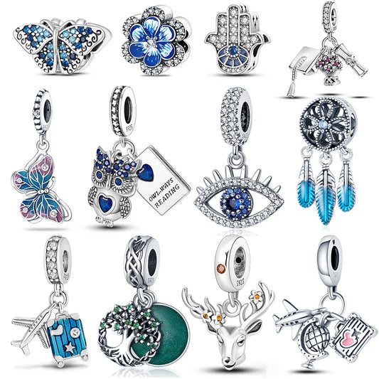 Charms Fit Pandora 925 Original Bracelets - Chameleon Luminous Firefly Butterfly Silver 925 Charms Beads Fine DIY Jewelry Making