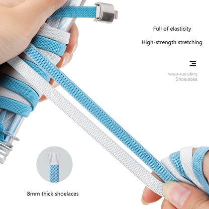 8MM 2023 No Tie Shoe Laces - Press Lock Elastic Laces for Kids & Adults - Widened Flat Shoelace for Sneakers