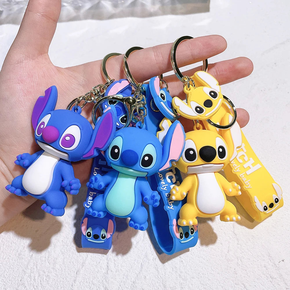 Toys Keychain Anime Stitch Pendant Keychain Sweet Pink Angel Women Car Keyring Girl Birthday Gift