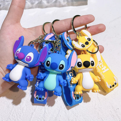 Toys Keychain Anime Stitch Pendant Keychain Sweet Pink Angel Women Car Keyring Girl Birthday Gift