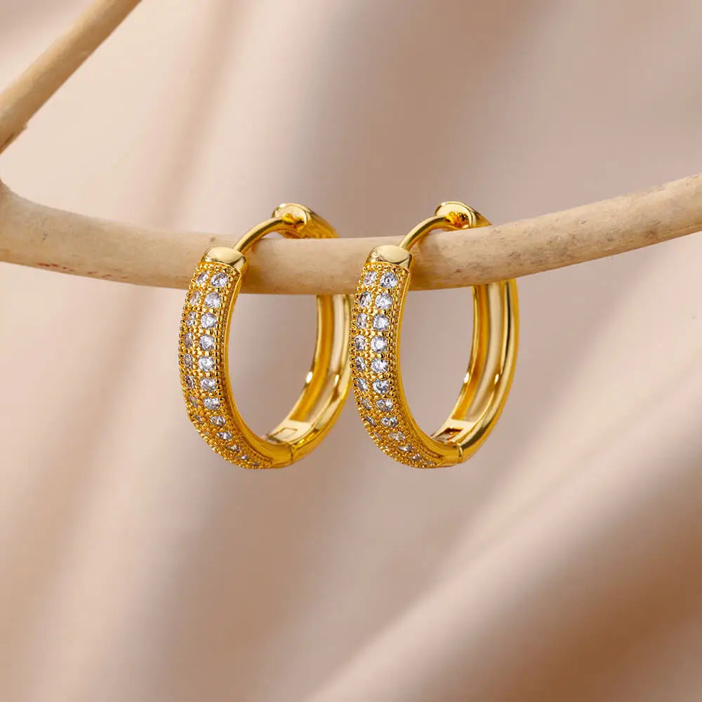 Stainless Steel Round Hoop Earrings for Women - Heart & Evil Eye Design