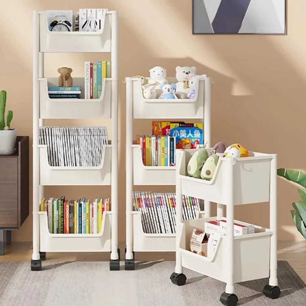 Trolley Bookshelf Portable Creative Kitchen Storage Rack