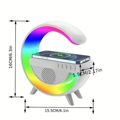 Multifunction 3 In 1 Wireless Charger Pad Stand Speaker RGB Night Light Fast Charging Station For iPhone Samsung Xiaomi Huawei