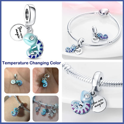 Charms Fit Pandora 925 Original Bracelets - Chameleon Luminous Firefly Butterfly Silver 925 Charms Beads Fine DIY Jewelry Making