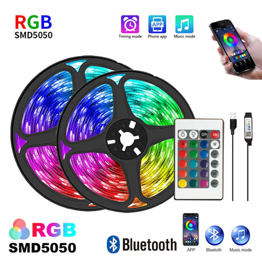 LED Strip Lights RGB APP Control Color Changing Lights with 24 Keys Remote Mode for Room Decoration Bluetooth TV SMD5050 RGB