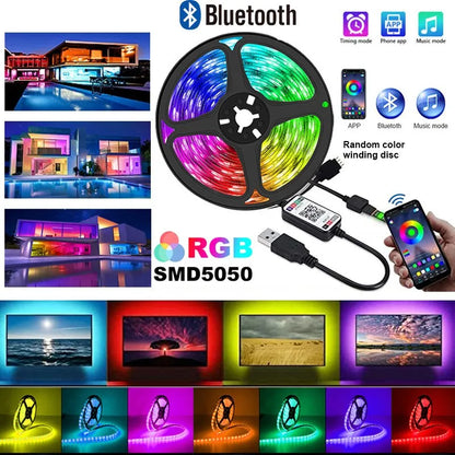 Background Atmosphere Light Strips 5050 RGB Color Bluetooth 5V Light Set for TV, Bedside, and Bar