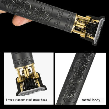 Haircut Razor for Men Rechargeable Clipper Shaver Adult Electric Vintage Clipperrazor Home USB Charging Barber Shop Black Dragon